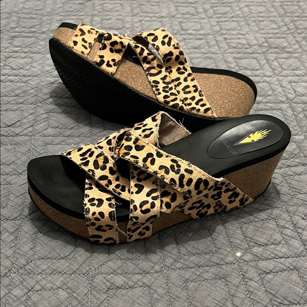 Volatile Leopard Print Wedge Sandals